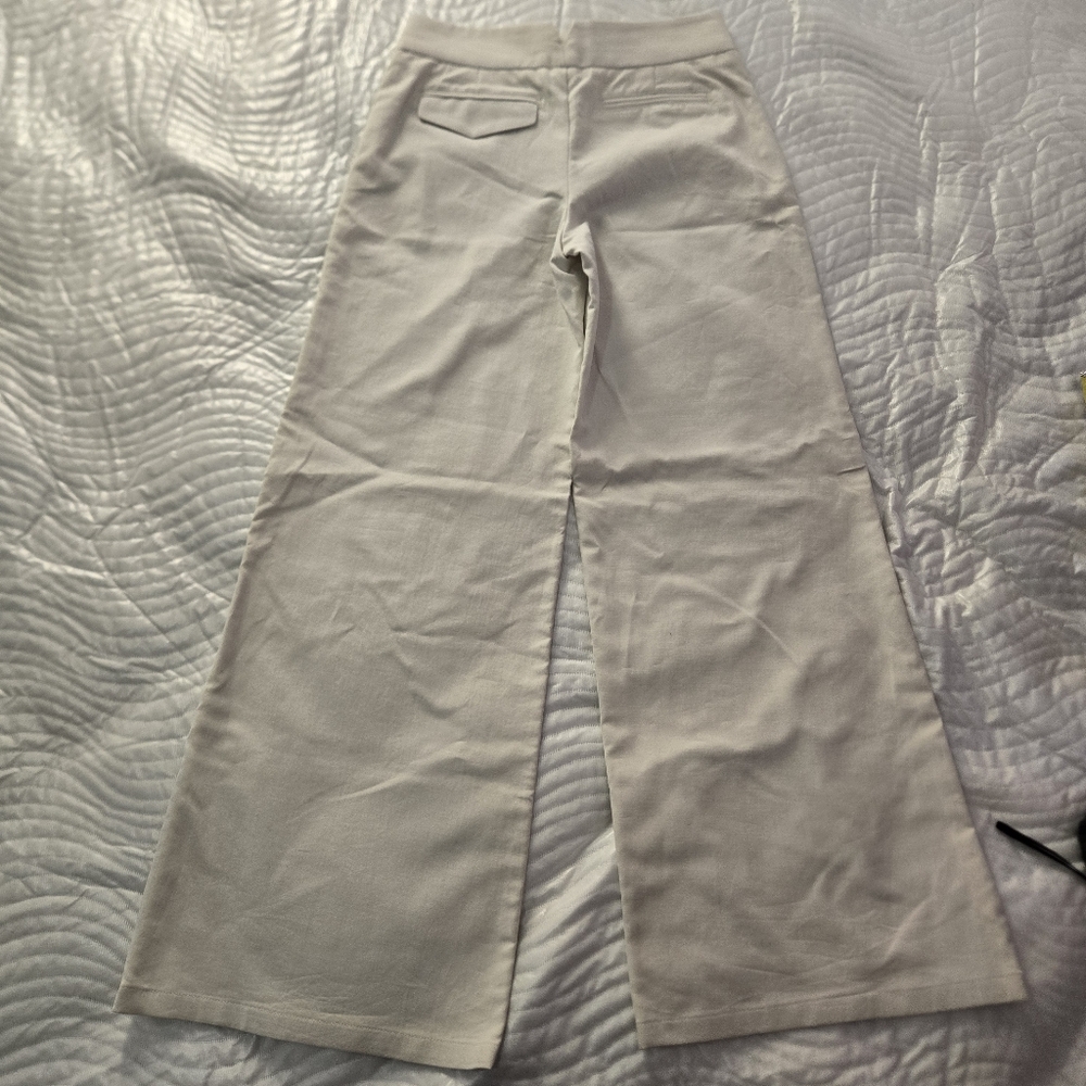 Wide-Leg Cream Pants - Picture 3 of 12